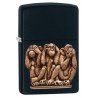 BRICHETA ZIPPO BLACK MATTE EMBLEM ATTACHED THREE MONKEYS oferta zippo