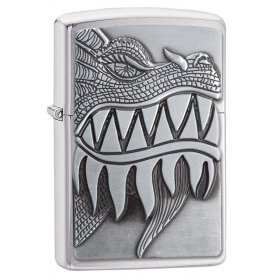 Bricheta Zippo 28969 Fire Breathing Dragon Brushed Chrome