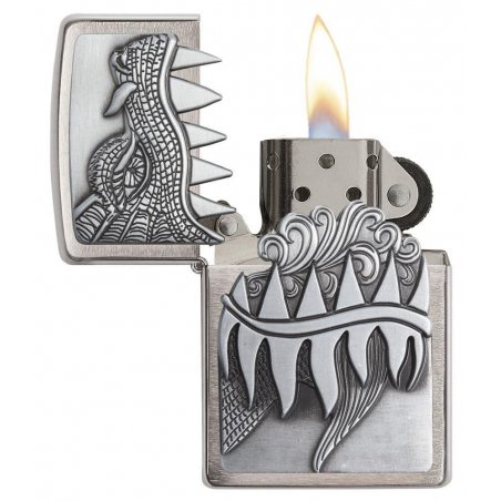 Bricheta Zippo 28969 Fire Breathing Dragon Brushed Chrome