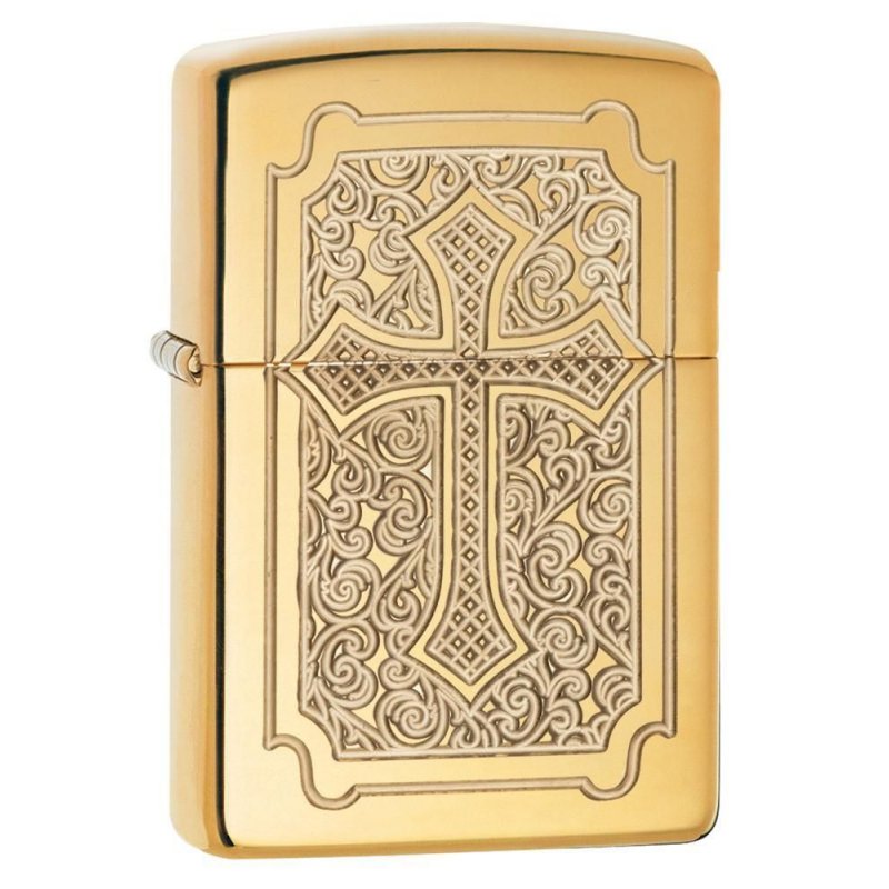 BRICHETA ZIPPO ARMOR HIGH POLISH BRASS DEEP CARVE ECCENTRIC in oferta