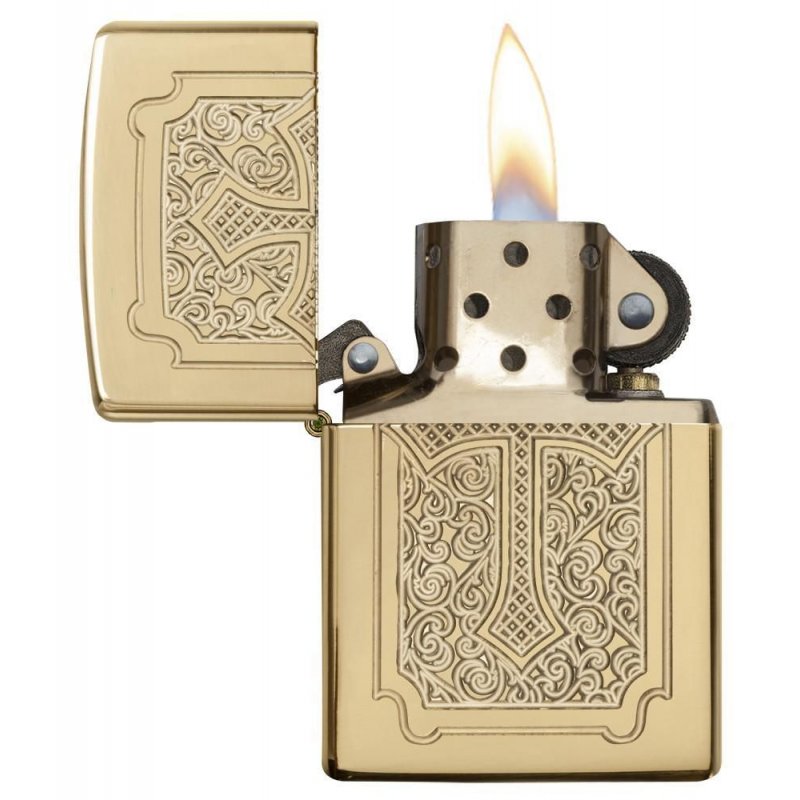 BRICHETA ZIPPO ARMOR HIGH POLISH BRASS DEEP CARVE ECCENTRIC in oferta