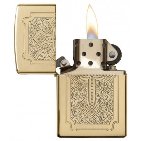 BRICHETA ZIPPO ARMOR HIGH POLISH BRASS DEEP CARVE ECCENTRIC in oferta