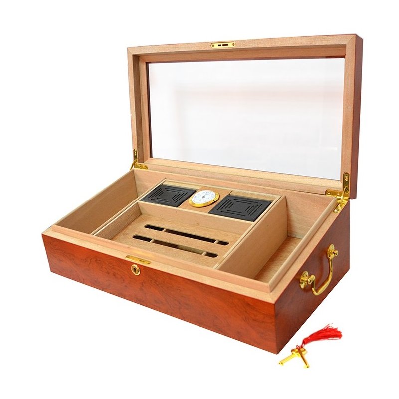 Humidor trabucuri Andreeas Glasstop Mahogany umidor trabucuri bune