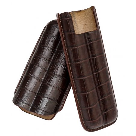 Etui 2 trabucuri Angelo Brown Croco accesorii fumatori trabucuri