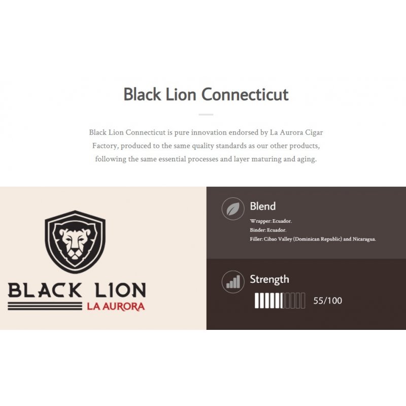 Trabucuri La Aurora Black Lion Connecticut Robusto 25 tutungerie