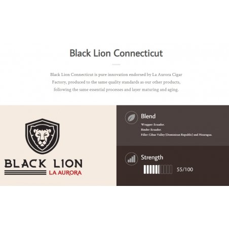 Trabucuri La Aurora Black Lion Connecticut Robusto 25 tutungerie