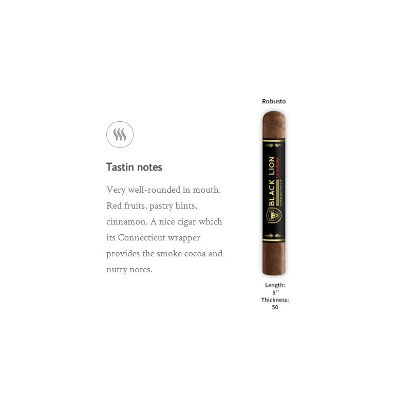 Trabucuri La Aurora Black Lion Connecticut Robusto 25 tutungerie
