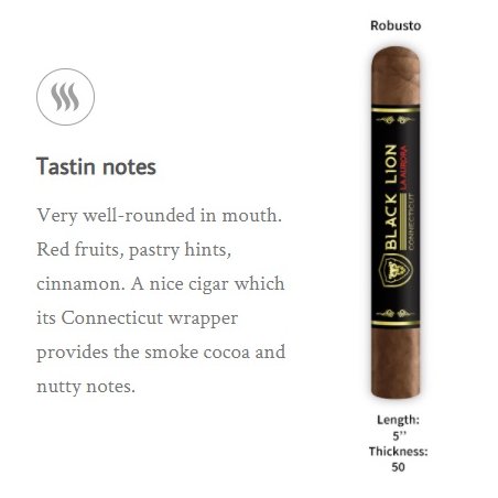 Trabucuri La Aurora Black Lion Connecticut Robusto 25 tutungerie