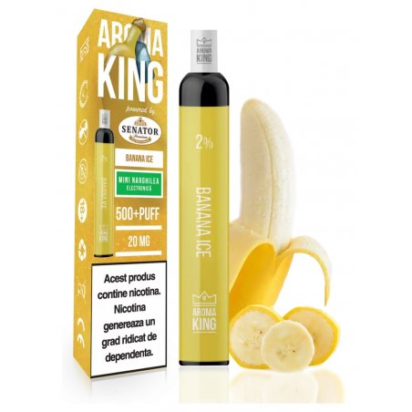 Mini narghilea electronica de unica folosinta AK by Senator Banana Ice 500 pufuri 20 mg