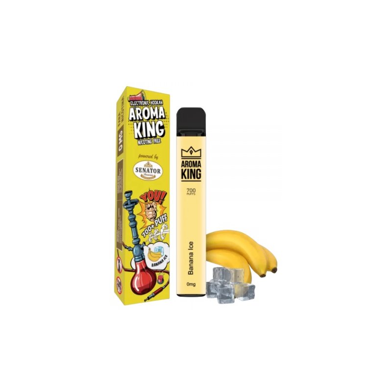 Mini narghilea electronica de unica folosinta Aroma King by Senator Banana Ice 700 pufuri