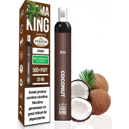 Mini narghilea electronica de unica folosinta Aroma King by Senator Coconut 500 pufuri