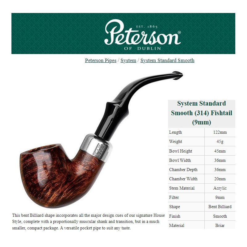 Pipa Peterson System Standard Heritage (314) P-Lip 9mm