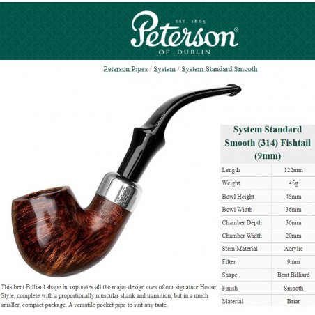 Pipa Peterson System Standard Heritage (314) P-Lip 9mm