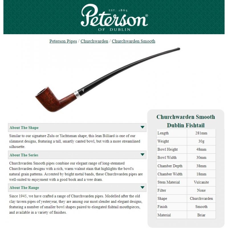 Pipa Peterson Churchwarden Smooth Dublin Fishtail
