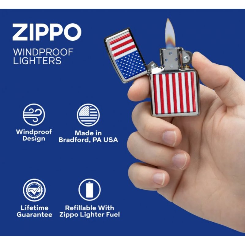 Bricheta Zippo 29395 American Stamp on Flag cumpar zippo