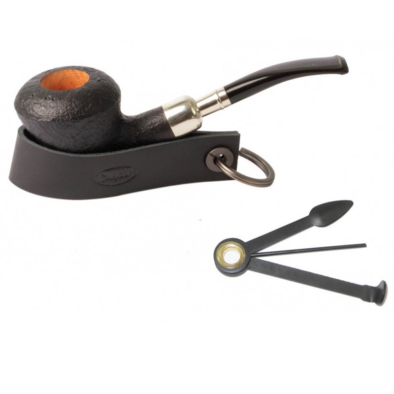 Suport piele pipa si companion metal Chacom Black