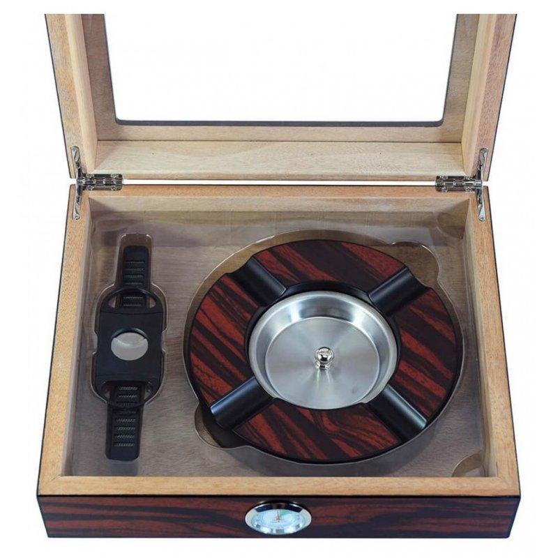 Set umidor trabucuri scrumiera si cutit Andreas Ebony 1158
