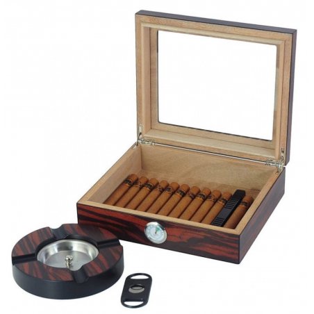 Set umidor trabucuri scrumiera si cutit Andreas Ebony 1158