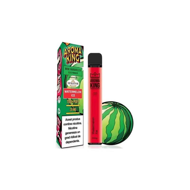 Mini narghilea electronica de unica folosinta Aroma KING Watermelon Ice (700 pufuri) 20 mg
