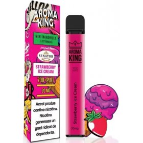 Mini narghilea electronica de unica folosinta Aroma KING Strawberry Ice Cream (700 pufuri) 20 mg