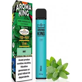 Mini narghilea electronica de unica folosinta Aroma KING - Mint (700 pufuri) 20 mg