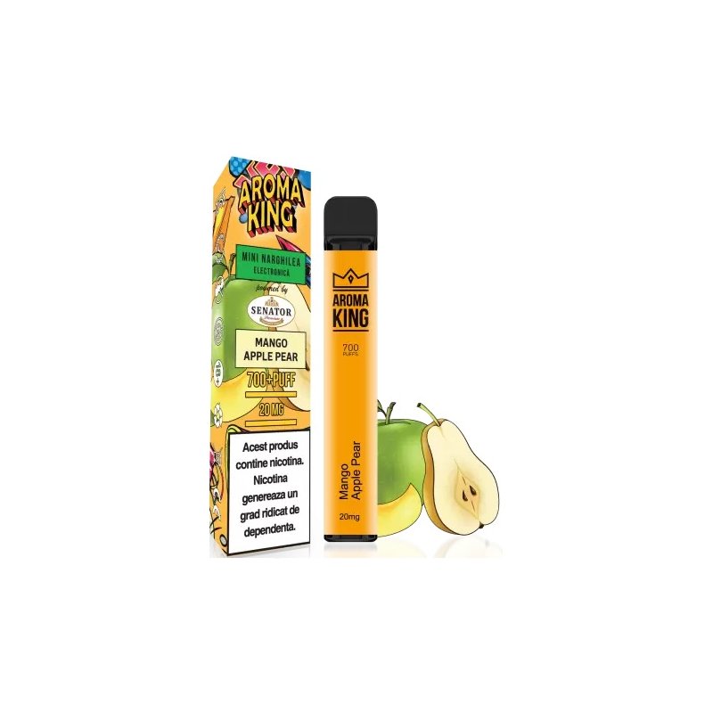 Mini narghilea electronica de unica folosinta Aroma KING - Mango Apple Pear (700 pufuri) 20 mg