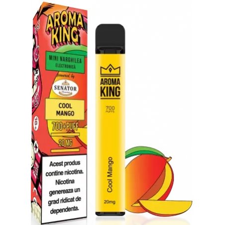 Mini narghilea electronica de unica folosinta Aroma KING Cool Mango 700 pufuri.