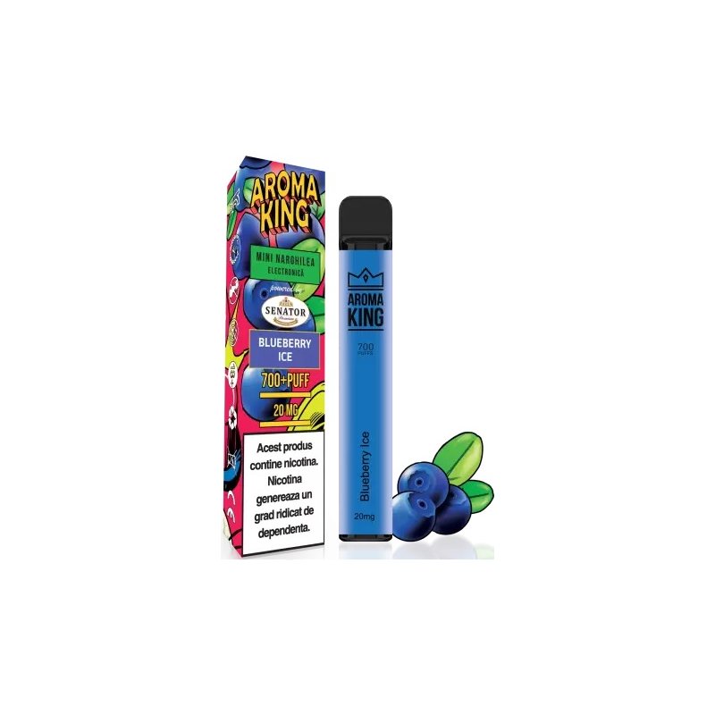 Mini narghilea electronica de unica folosinta Aroma KING Blueberry Ice 700 pufuri.