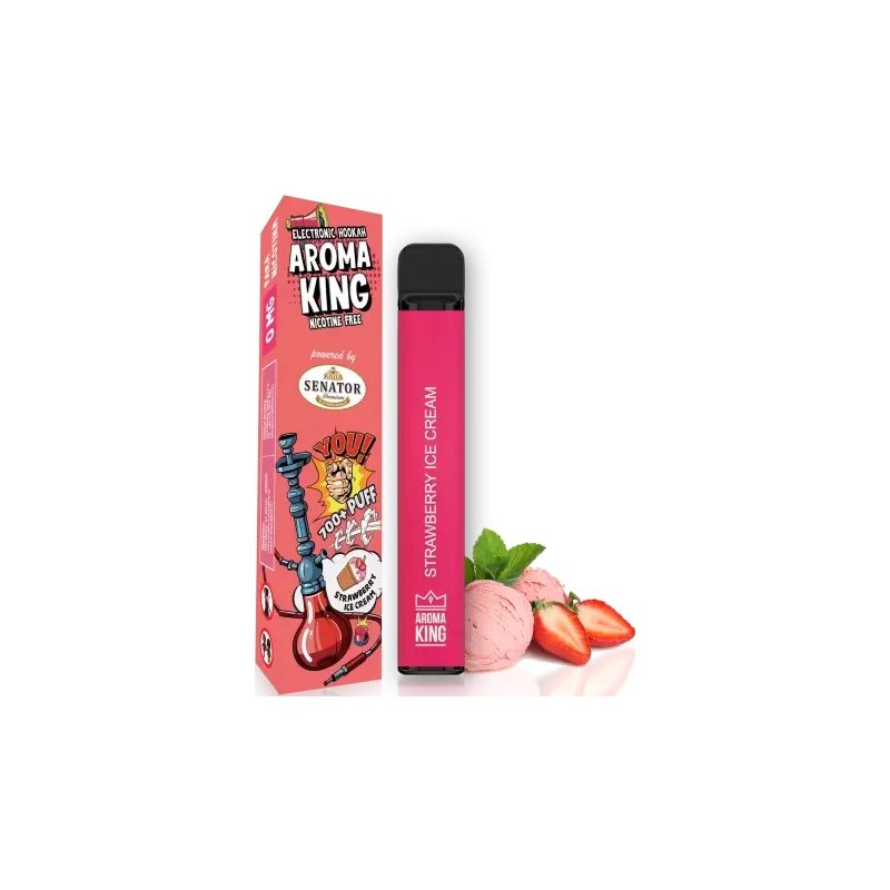 Mini narghilea electronica de unica folosinta AK by Senator Strawberry Ice Cream 700 pufuri.