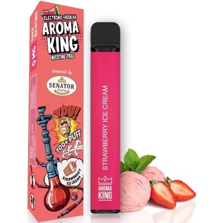 Mini narghilea electronica de unica folosinta AK by Senator Strawberry Ice Cream 700 pufuri.
