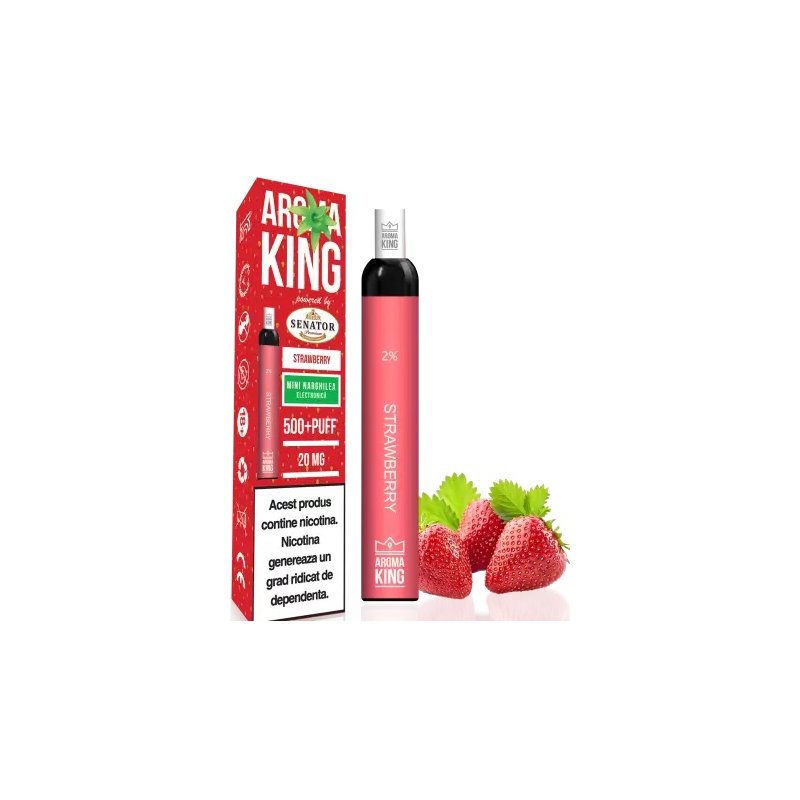 Mini narghilea electronica de unica folosinta AK by Senator - Strawberry (500 pufuri) 20 mg