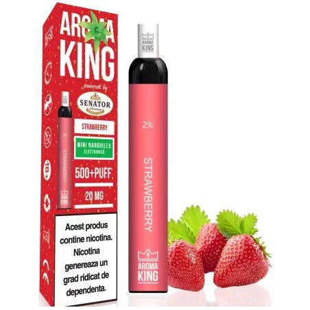 Mini narghilea electronica de unica folosinta AK by Senator - Strawberry (500 pufuri) 20 mg