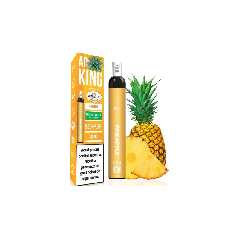 Mini narghilea electronica de unica folosinta AK by Senator - Pineapple (500 pufuri) 20 mg