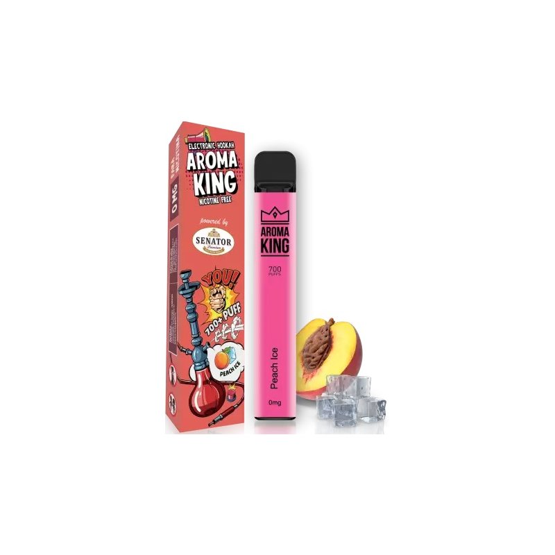 Mini narghilea electronica de unica folosinta AK by Senator Peach Ice (700 pufuri) 0 mg