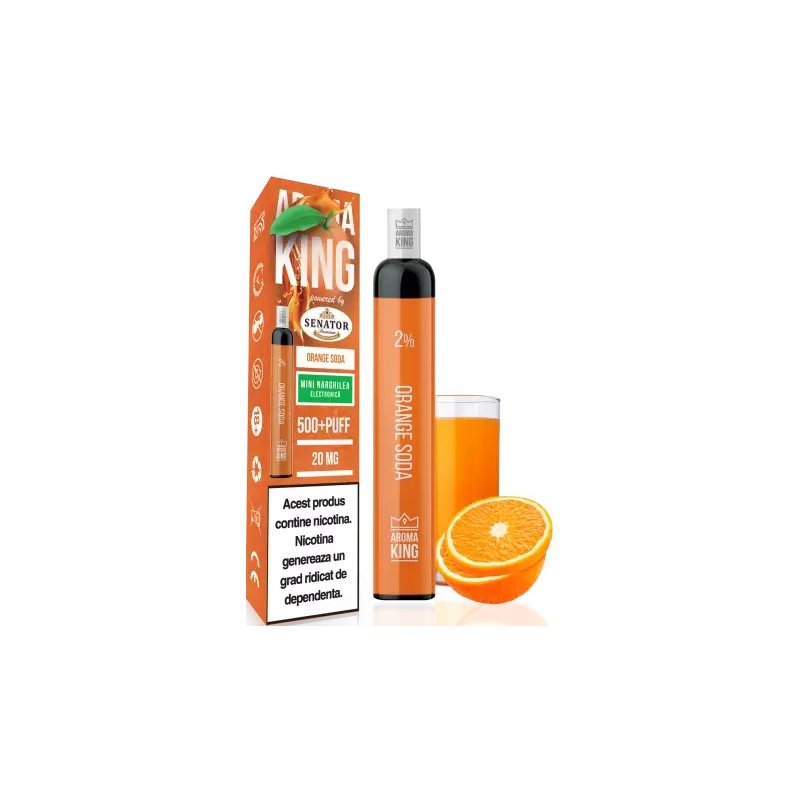 Mini narghilea electronica de unica folosinta AK by Senator Orange Soda (500 pufuri) 20 mg