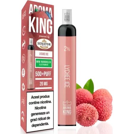 Mini narghilea electronica de unica folosinta AK by Senator Lychee Ice (500 pufuri) 20 mg