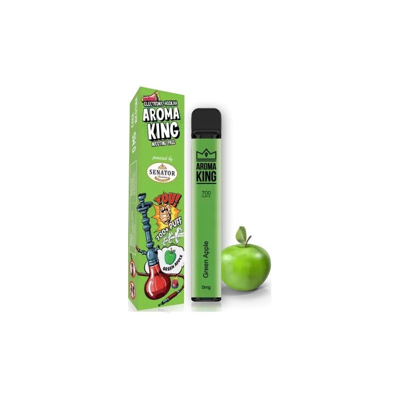 Mini narghilea electronica de unica folosinta AK by Senator Green Apple (700 pufuri) 0 mg