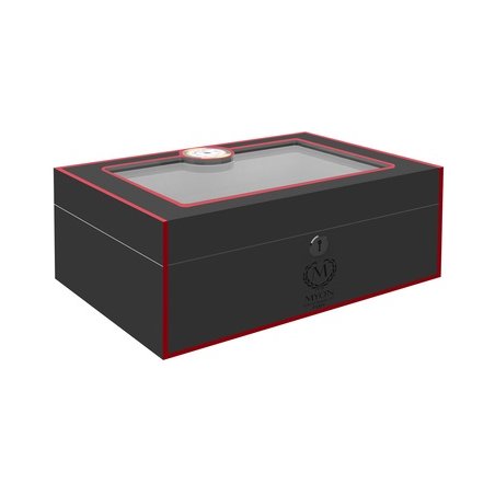 Humidor Myon Clasic Lemn Cedru Negru si Rosu 1890202