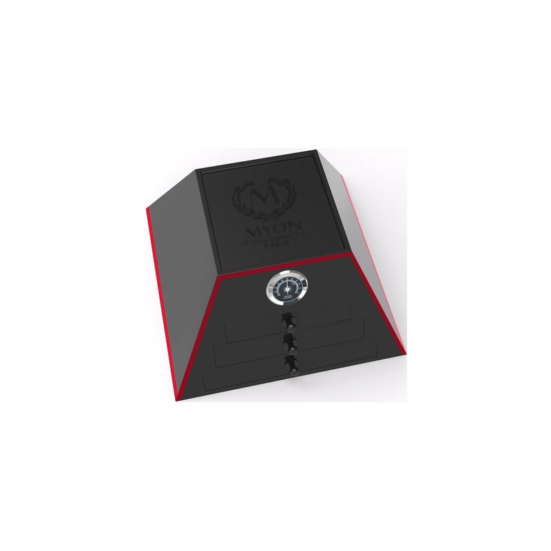 Humidor Myon Piramida Lemn Cedru Negru si Rosu 1890203