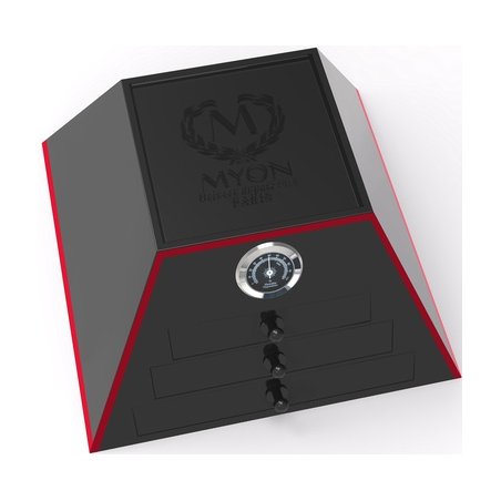 Humidor Myon Piramida Lemn Cedru Negru si Rosu 1890203