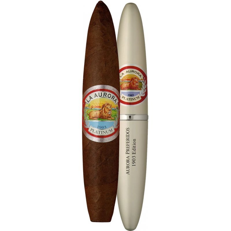 Trabuc La Aurora 1903 Double Figurado Platinum Tub (1)