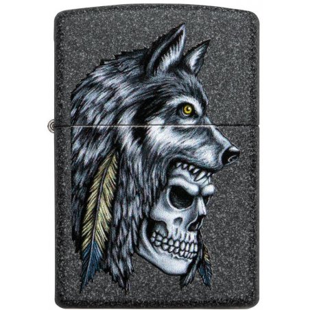 Bricheta Zippo 29863 Wolf Skull Feather Design