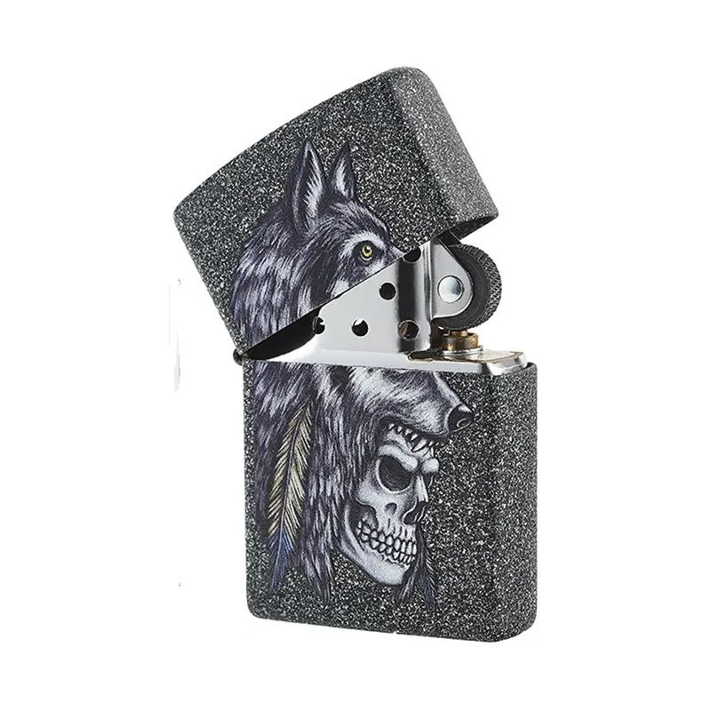 Bricheta Zippo 29863 Wolf Skull Feather Design