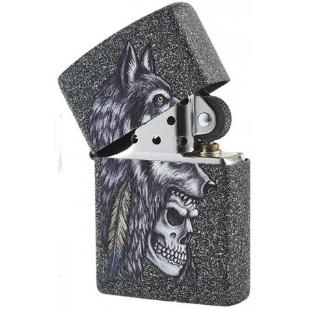 Bricheta Zippo 29863 Wolf Skull Feather Design