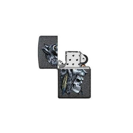 Bricheta Zippo 29863 Wolf Skull Feather Design