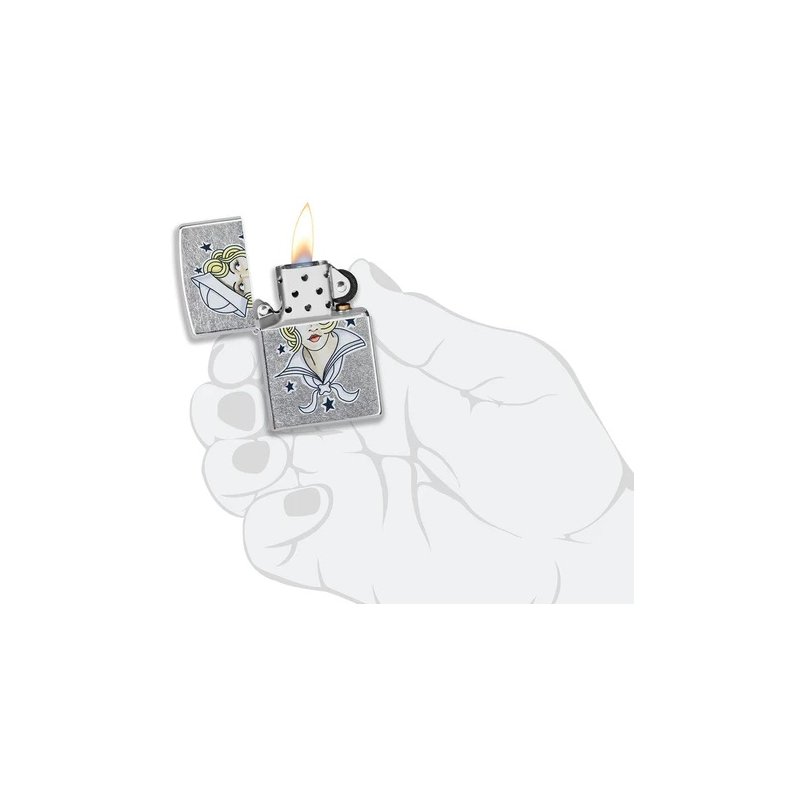 Bricheta Zippo 49789 Sailor Girl Tattoo Design