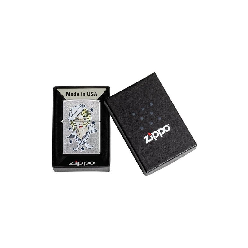 Bricheta Zippo 49789 Sailor Girl Tattoo Design