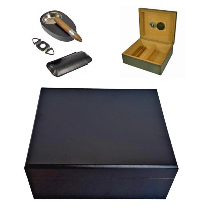 Set umidor si accesorii Angelo Rivero Black 25 cutie pastrare