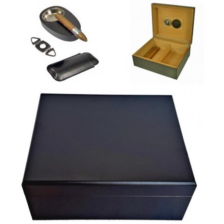 Set umidor si accesorii Angelo Rivero Black 25 cutie pastrare