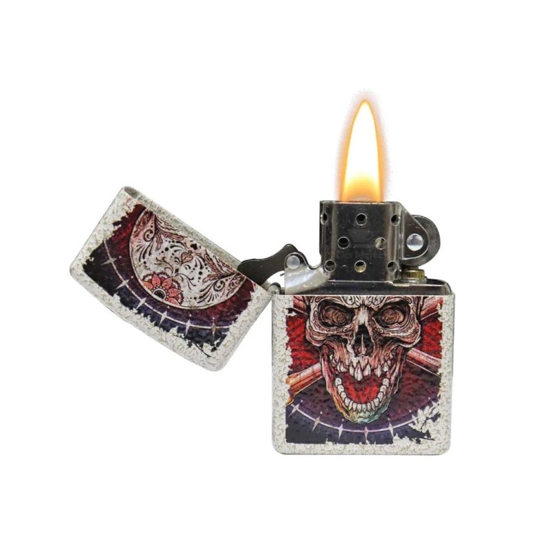 Bricheta Zippo 49410 Sugar Skull Crossbones Mercury Glass